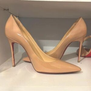 Christian Louboutin nude paten leather heels, comes with original dust bag.